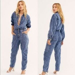 Free People Denim-Style Jumpsuit